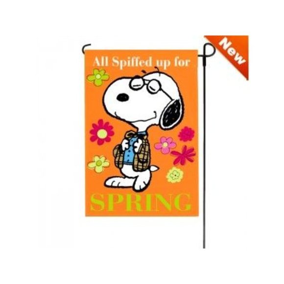 All Spiffed Up for SPRING SNOOPY PEANUT GANG OrangeGarden Flag 12"x18"40203 NIP - Picture 2 of 2